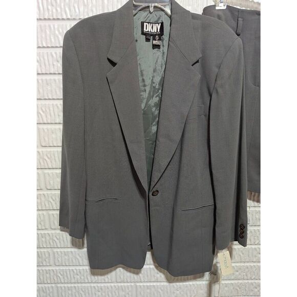 DKNY Women's Green Solid Pure Wool Blazer Jacket & Pencil Skirt Suit Set Size 10 - Picture 5 of 9